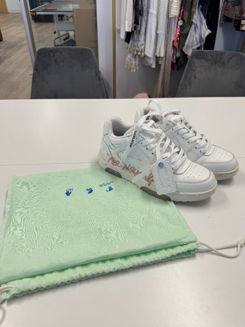 Off-White Out of Office "For Walking" White/Pink Sneakers | EU 38 | Retail $650